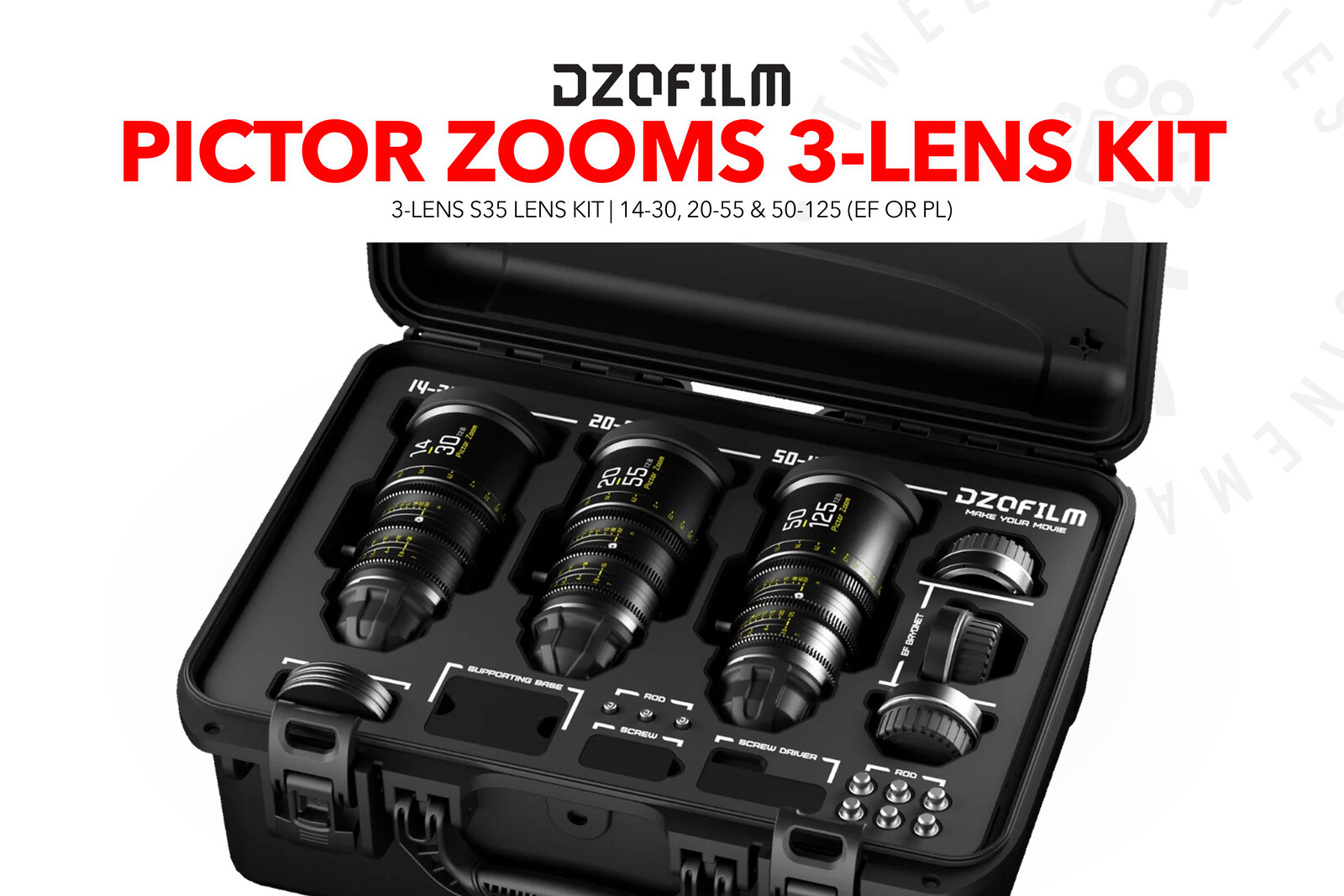 DZOFilm S35 Pictor Zooms 3-Lens Kit | 14-30, 20-55 & 50-125 (EF or PL mount)