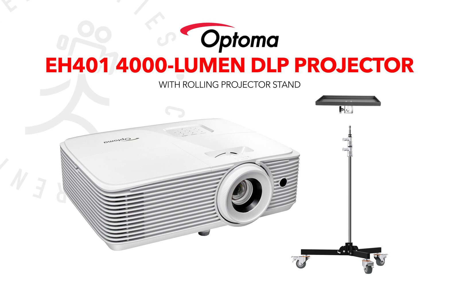 Optoma EH401 4,000 Lumen DLP Projector with rolling stand